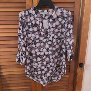 Daniel Rainn Floral Print Tunic - Black and White